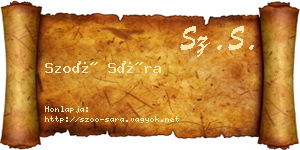 Szoó Sára névjegykártya